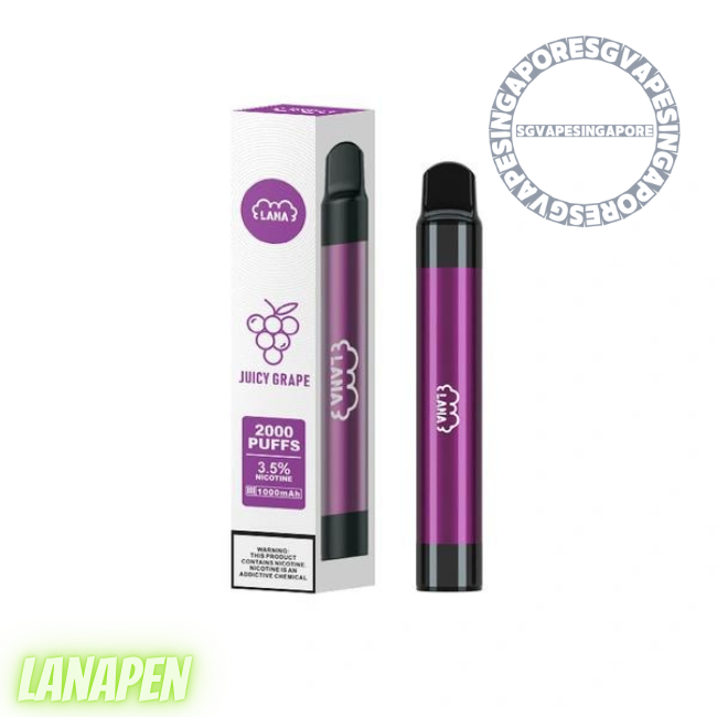 Looking for a reliable vape store in Singapore? Check out the Lana 2000 Disposable Vape (Lanapen 2k) available at Lanabar. With its great grape flavor, this disposable vape is perfect for your vaping needs in Singapore. Visit our store today!
