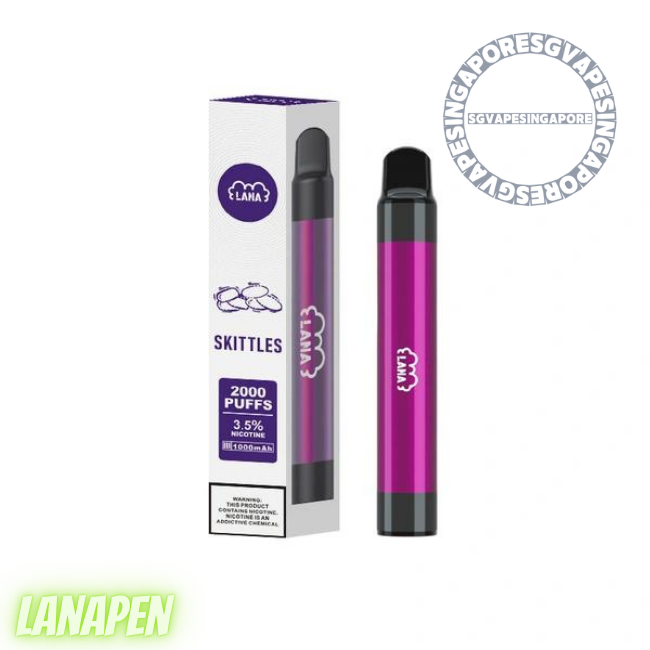 Find the best selection of Lana 2000 Disposable Vape (Lanapen 2k) at Vape Store Singapore. Enjoy the smooth and flavorful experience of Lana disposable vapes, including the popular grape and skittles flavor. Shop now and discover the convenience and satisfaction of SG Vape products.