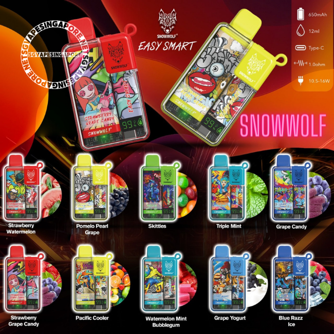 Discover the Snowwolf 9000 Puff Disposable, an easy-to-use and hassle-free vape device. With same-day delivery available in Singapore, this new arrival from SG Vape is perfect for vapers looking for a convenient and satisfying vaping experience.