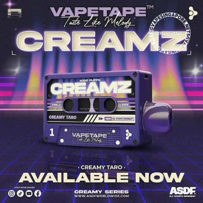 Vape Tape 8000 Puff Disposable Vape Singapore - Enjoy the convenience of the Vape Tape 8000 Puff disposable vape with fast delivery in Singapore. Available in the delicious flavors of creamy taro, grape and apple. Order from SG Vape Singapore today!