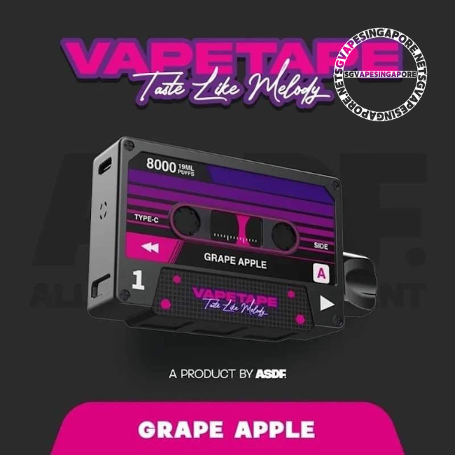Vapetape 8000 puff disposable vape is a popular vaping device in Singapore. Enjoy the convenience of having it delivered to your doorstep through SgVapeSingapore. With its delicious blend of grape and apple flavors, this vape is sure to satisfy your cravings.